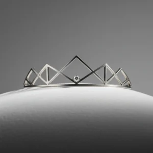 Close-up of silver Celeste Tiara with center diamond.