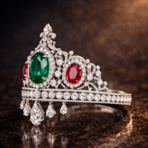 Side profile of sovereign crown ring showing craftsmanship.