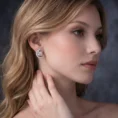 Side view of moon earring on model