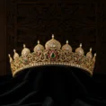Handcrafted gold Maharani Tiara with emeralds