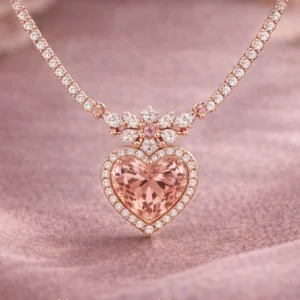 Detailed macro shot of the heartline diamond pendant.