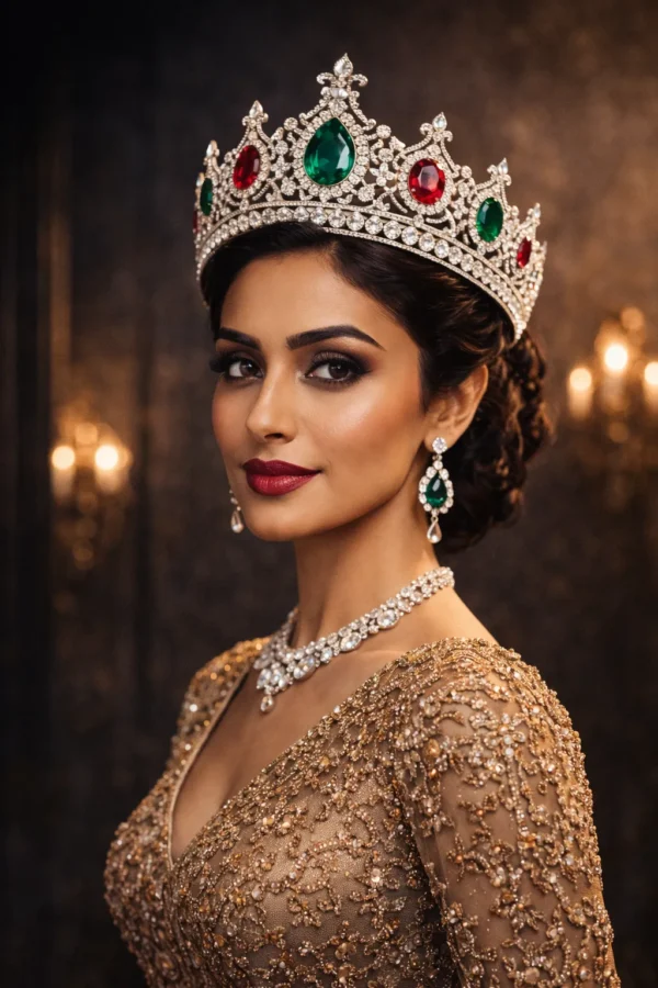 Side view of woman wearing Imperial Tiara