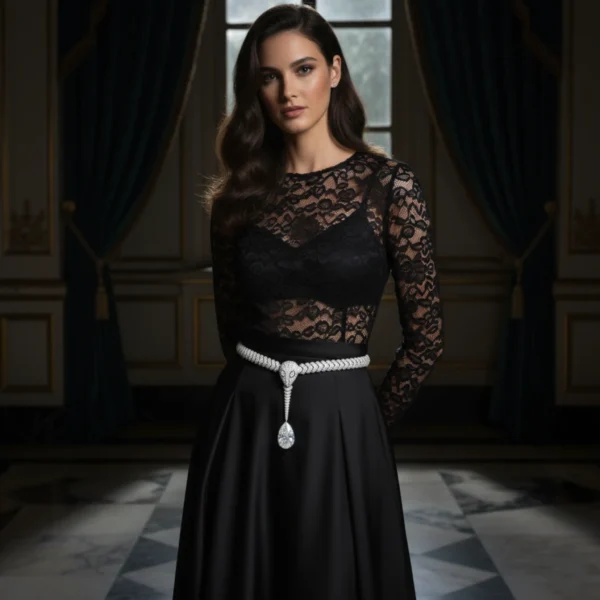 Model wearing Lumina Serpentis diamond jewelry