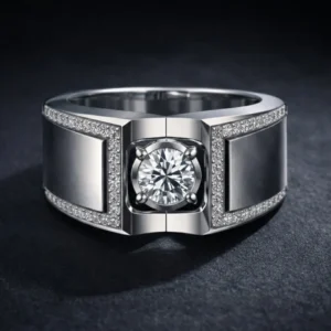 Close-up of Luxura Statement ring with central diamond.