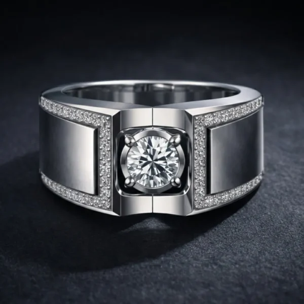 Close-up of Luxura Statement ring with central diamond.