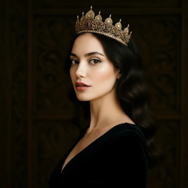 maharani-tiara-side-view Woman wearing the Maharani Tiara in profile