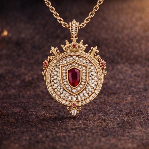 Royal Monarch pendant with central ruby stone.