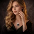 Professional model showcasing Noir Pendent jewelry.